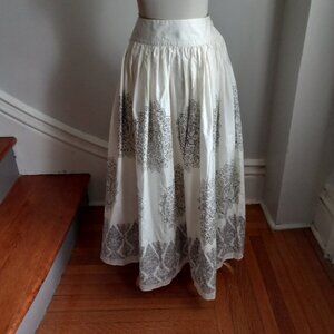 VICTORIA'S SECRET MODA INTERNATIONAL BEIGE BROWN COTTON PRINT MAXI SKIRT NWOT 6